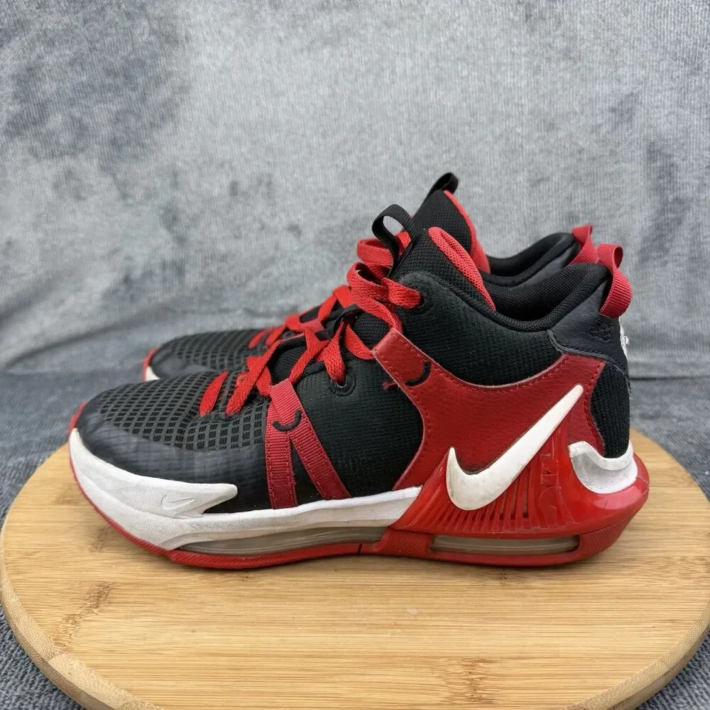 Nike LeBron Witness 7 Shoes Boys Size 5.5Y Black Red Basket Sneakers DQ8650-005